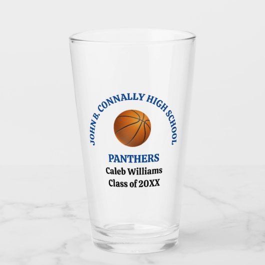 Persoonlijk gemaakt basketbalspeler op de middelba glas (Voorkant)