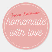 Persoonlijk gemaakt met liefde ronde sticker (Voorkant)
