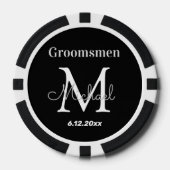 persoonlijk gemaakte bruidsjonkers zwart en wit hu poker chips (Voorkant)