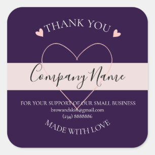 Persoonlijk gemaakte THANK YOU-label Vierkante Sticker