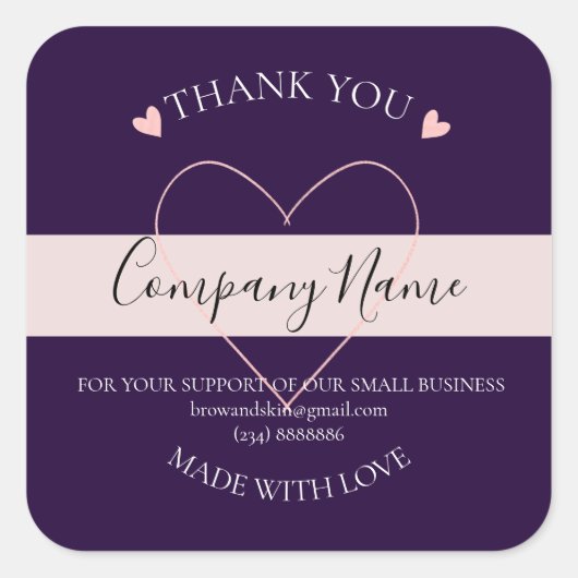 Persoonlijk gemaakte THANK YOU-label Vierkante Sticker (Voorkant)