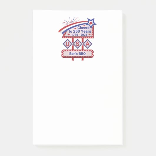 Persoonlijk gemaakte USA 250–Patriottische Retro M Post-it® Notes (Voorkant)