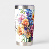 Persoonlijk gemengd bloemenboeket geïsoleerde drinkbeker (Achterkant)