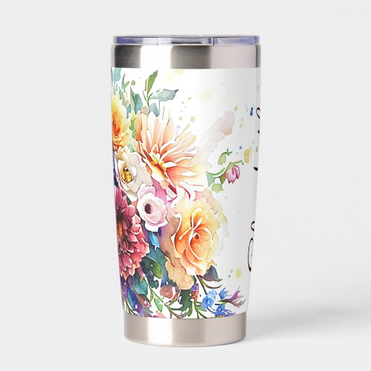 Persoonlijk gemengd bloemenboeket geïsoleerde drinkbeker (Voorkant)