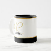 Persoonlijk gemerkt met monogram tweekleurige koffiemok (Voorkant links)