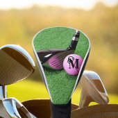 Persoonlijk gemerkte monogram fancy script roze go golfheadcover