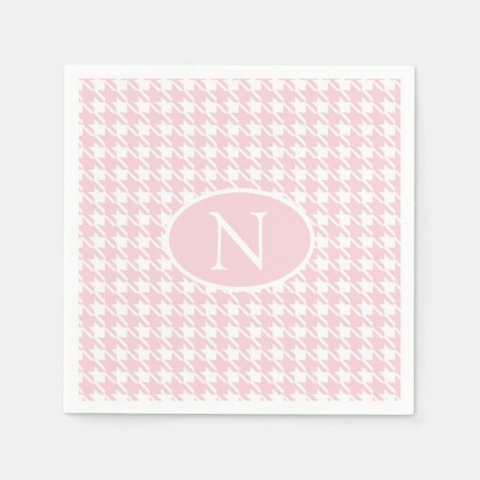 Persoonlijk gemerkte roze houndstooth geruite stof servet (Voorkant)