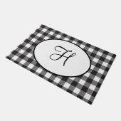Persoonlijk gemerkte zwart-wit geruite monogram deurmat (Schuin)