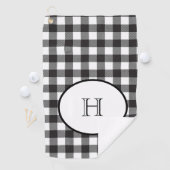 Persoonlijk gemerkte zwart-wit geruite monogram golfhanddoek (Insitu)