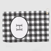 Persoonlijk gemerkte zwart-wit geruite monogram golfhanddoek (Horizontaal)