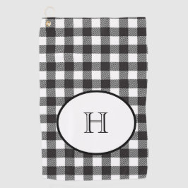 Persoonlijk gemerkte zwart-wit geruite monogram golfhanddoek
