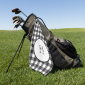 Persoonlijk gemerkte zwart-wit geruite monogram golfhanddoek (Groen)