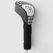 Persoonlijk gemerkte zwart-wit geruite monogram golfheadcover (Schuin)