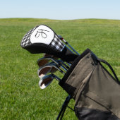 Persoonlijk gemerkte zwart-wit geruite monogram golfheadcover (Insitu)