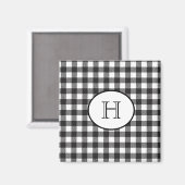 Persoonlijk gemerkte zwart-wit geruite monogram magneet (Voorkant / Achterkant)
