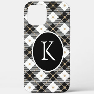 Persoonlijk gemerkte zwart wit gouden ruit Case-Mate iPhone case