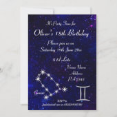 Persoonlijk Gemini Zodiac Galaxy Feest Kaart (Voorkant)