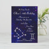 Persoonlijk Gemini Zodiac Galaxy Feest Kaart (Staand voorkant)