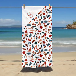 Persoonlijk geometrisch patroon met monogram strandlaken