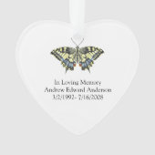 Persoonlijk gepersonaliseerd blauw geel vlindermon ornament (voorkant)