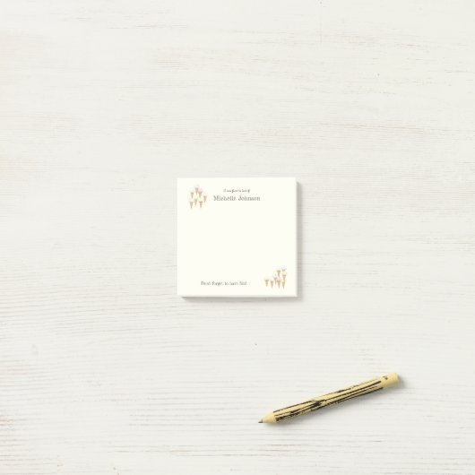 , persoonlijk gepersonaliseerd ijzerklemtoon post-it® notes (Op bureau)