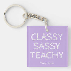 Persoonlijk gepersonaliseerd paars cadeau-idee voo sleutelhanger