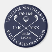 Persoonlijk geplaatste Navy Blue Golf Hole In One Magneet (Voorkant)