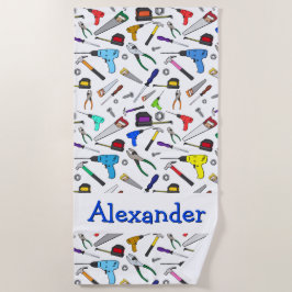 Persoonlijk gereedschap en hardwarepatroon strandlaken