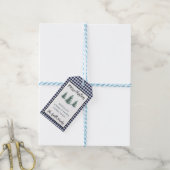 Persoonlijk geruit flanel, Kerstboom Cadeaulabel (Met Touw)