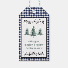 Persoonlijk geruit flanel, Kerstboom Cadeaulabel