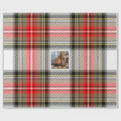 Persoonlijk geruit kerstfoto cadeaupapier (Vlak)