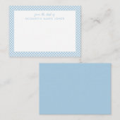 Persoonlijk geruit stof blauw geruit kinderpapier notitiekaartje (Voorkant / Achterkant)