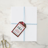 Persoonlijk geruite flanel, Kerstboom Cadeaulabel (Met Touw)