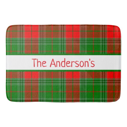 Persoonlijk geruite rode en groene tartan plaid badmat (Voorkant)