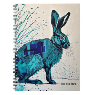 PERSOONLIJK GESCHENK - Abstracte Blauwe Haas Not Notitieboek
