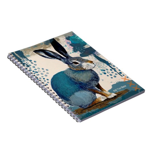 PERSOONLIJK GESCHENK - Blue Art Hare | Notitieboek (Rechterzijde)