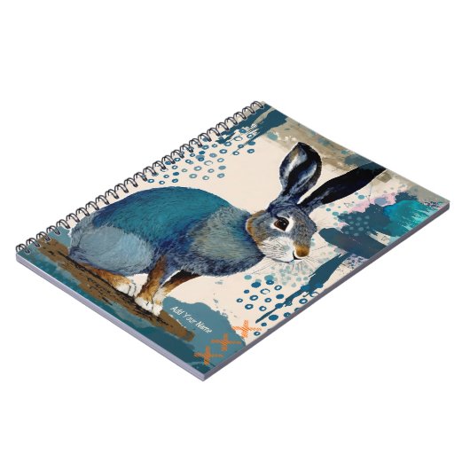 PERSOONLIJK GESCHENK - Blue Art Hare | Notitieboek (Linkerzijde)