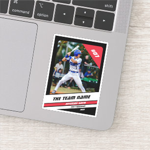 Persoonlijk Geschenk Honkbalspeler Zwart Wit Rood Sticker