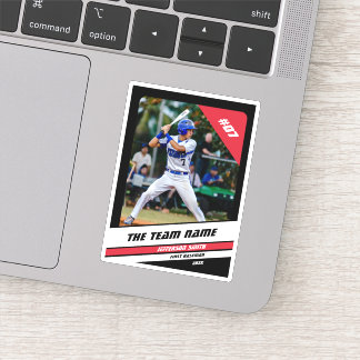 Persoonlijk Geschenk Honkbalspeler Zwart Wit Rood Sticker