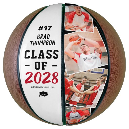Persoonlijk geschenk met basketbalfoto voor afstud basketbal (Verticaal)