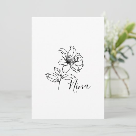 Persoonlijk geschenk met geboemeltebloem van kampe kaart (Staand voorkant)