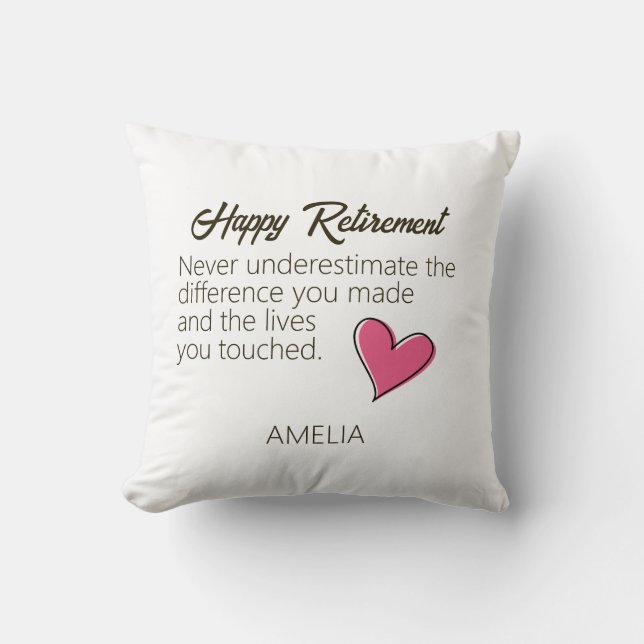 Persoonlijk geschenk met naam voor pensioen kussen (Voorkant)