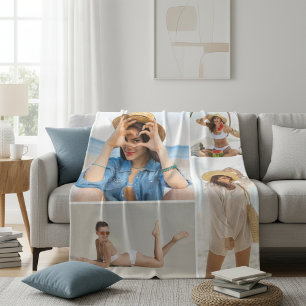 Persoonlijk geschenk met vier foto's collage fleece deken