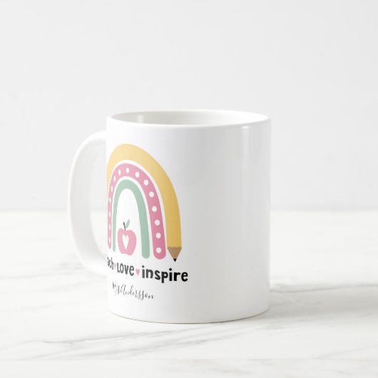 Persoonlijk Geschenk voor Docent, Onderwijs Liefde Koffiemok (Voorkant links)