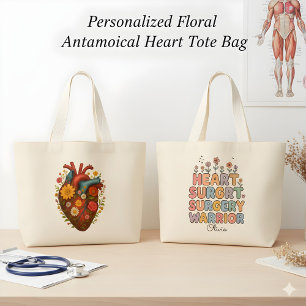 Persoonlijk Geschenk voor Hartchirurgie met Bloem Grote Tote Bag