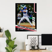 Persoonlijk Geschenk voor Honkbalspeler in Rood Poster (Thuiskantoor)