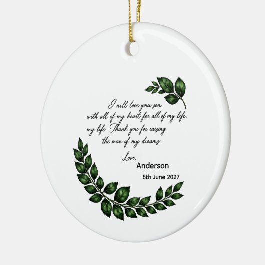 Persoonlijk geschenk voor moeder van de bruidegom keramisch ornament (Links)