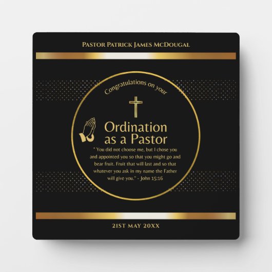 Persoonlijk geschenk voor pas gewijde pastor fotoplaat (Voorkant)