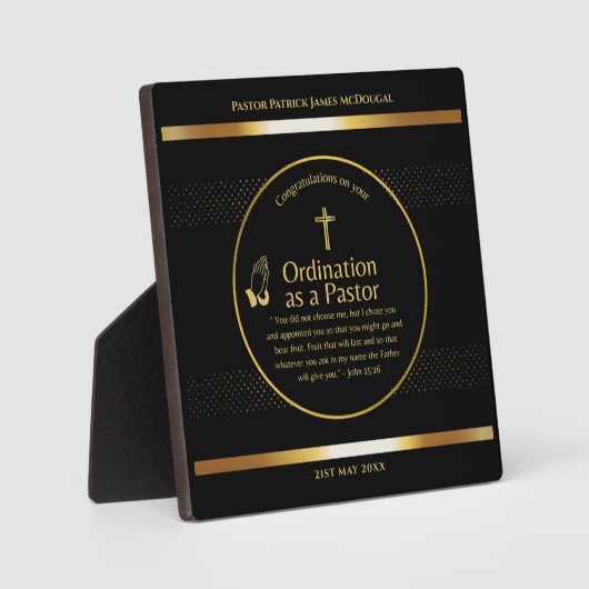 Persoonlijk geschenk voor pas gewijde pastor fotoplaat (Voorkant)