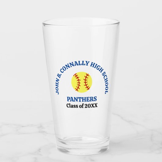 Persoonlijk geschenk voor softbalspeler op de midd glas (Voorkant)